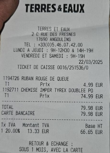 Chemise imperméable Tyrex 600D