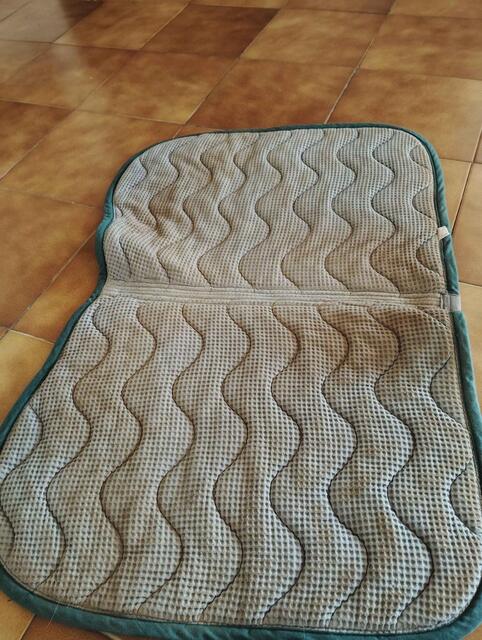 tapis gris avec contour blanc et vert