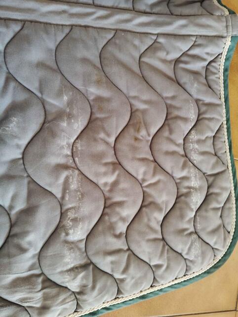 tapis gris avec contour blanc et vert