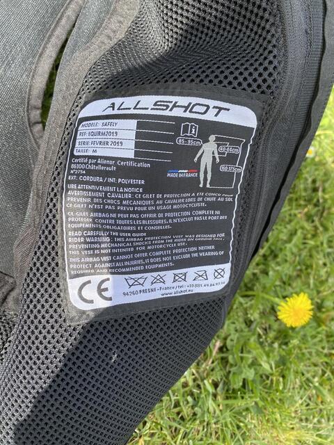 Gilet airbag Allshot Safely taille M