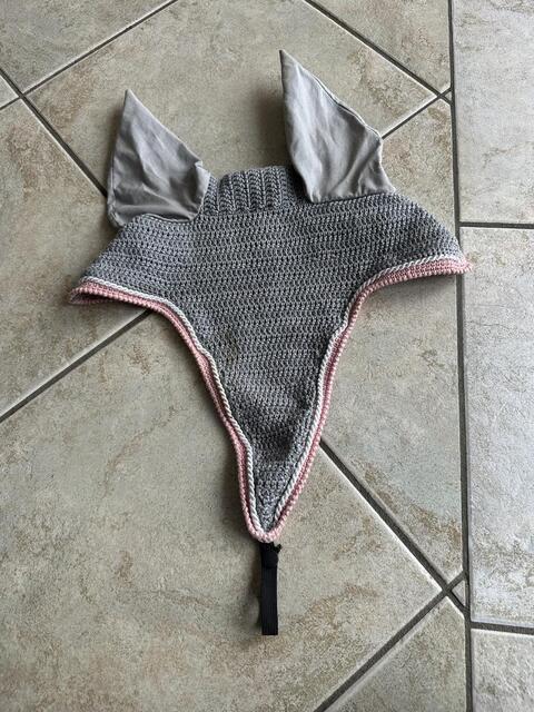 Bonnet long gris et rose