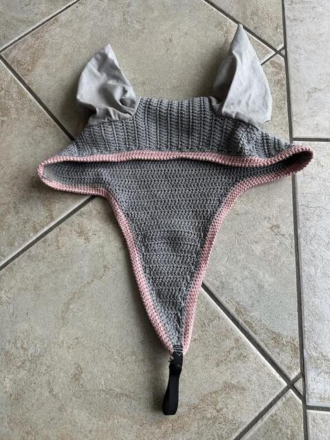 Bonnet long gris et rose