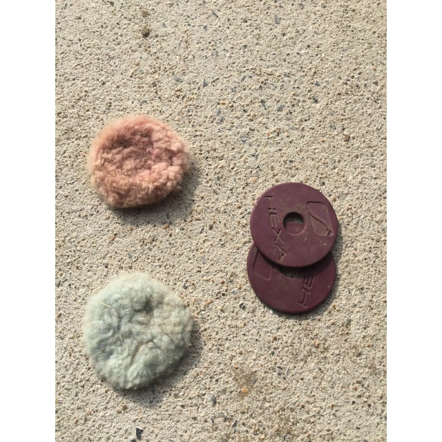 Lot de 2 muselaines rose et bleu et rondelles violette