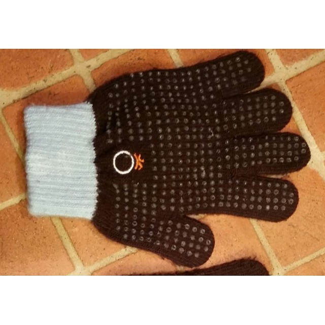 Gants équitation enfant TRICOT marron bleu ciel FOUGANZA 4 - 6 ans