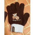Gants équitation enfant TRICOT marron bleu ciel FOUGANZA 4 - 6 ans