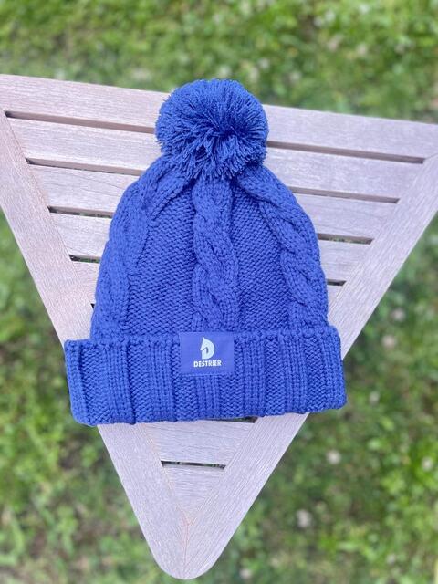 bonnet destrier marine avec pompon