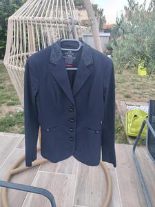 Veste de concours équiline bleu marine strass et flowers
