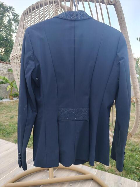 Veste de concours équiline bleu marine strass et flowers
