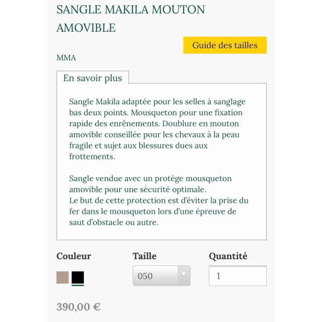 Sangle courte Devoucoux Makila Mouton