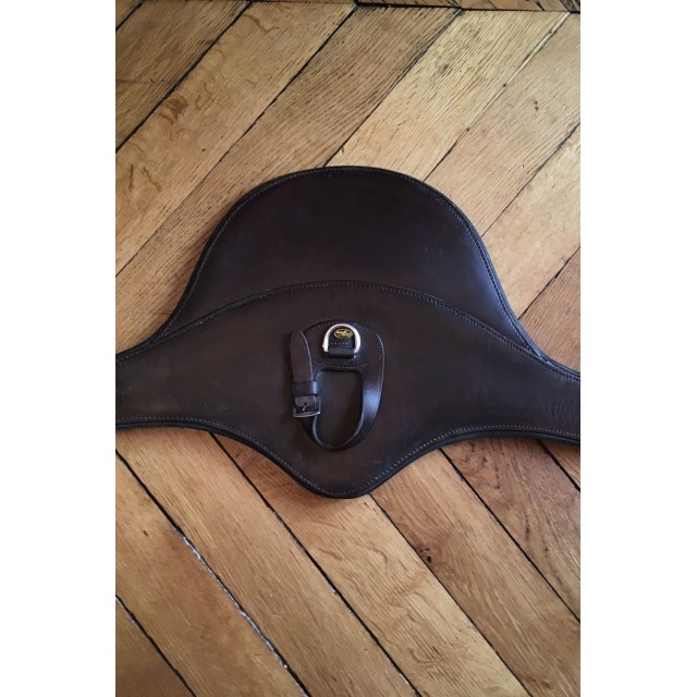 Sangle bavette cuir marron Eric Thomas 135 cm