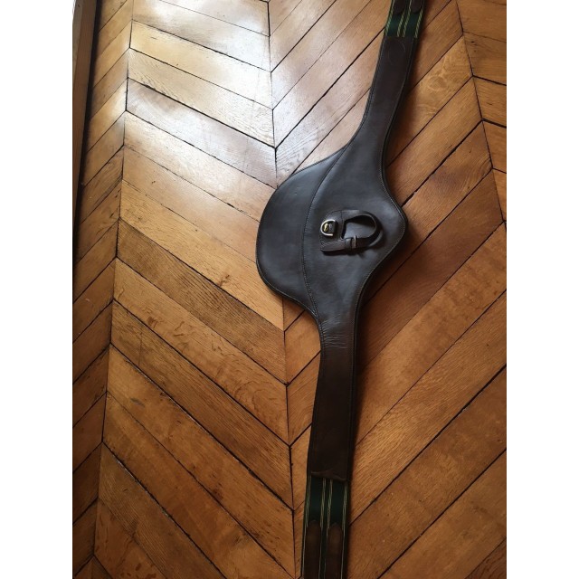 Sangle bavette cuir marron Eric Thomas 135 cm