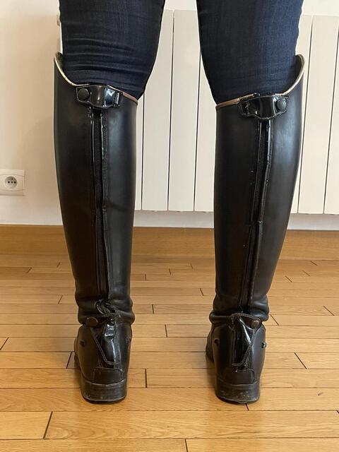 Bottes d'équitation Hathor Bottier sur mesure, personnalisées vernis noir/argent, de Janvier 2021, en très bon état