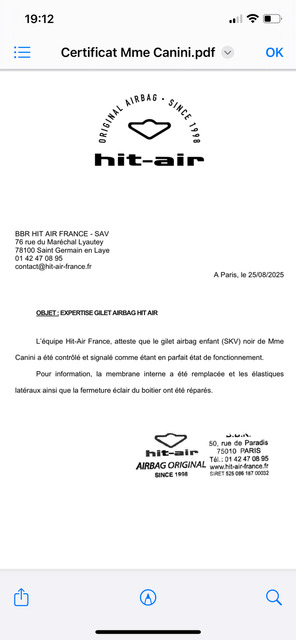 Gilet airbag hit-air
