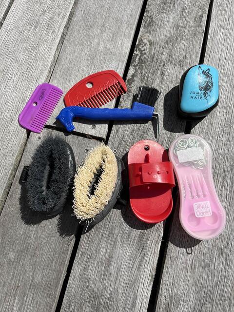 lot de brosses, cure pied, peigne, étrille