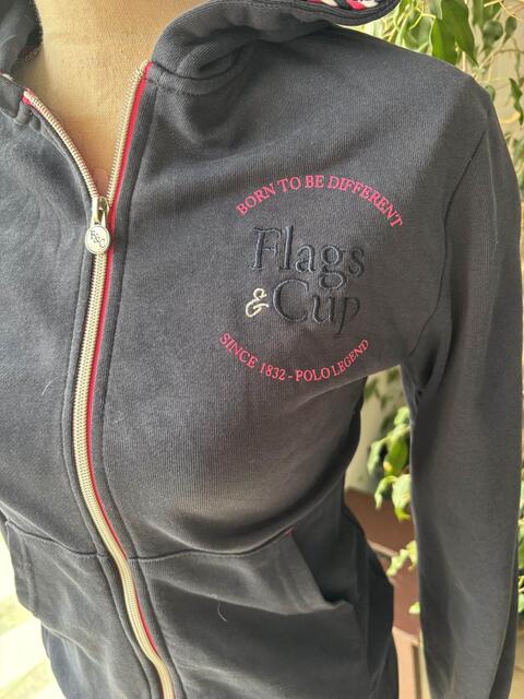 Veste sweat zippé Flags & Cup - Bleu marine & rose - Taille S