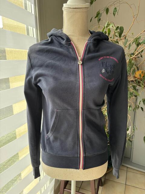 Veste sweat zippé Flags & Cup - Bleu marine & rose - Taille S