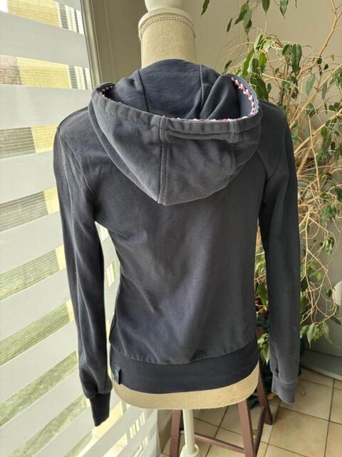 Veste sweat zippé Flags & Cup - Bleu marine & rose - Taille S