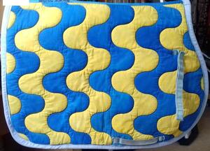 Tapis de selle Lamicell bleu et jaune personnalisé