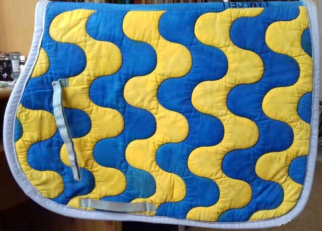 Tapis de selle Lamicell bleu et jaune personnalisé