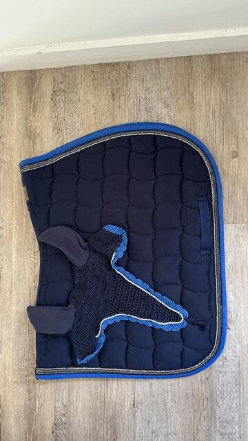 Tapis Harcour marine, bleu roi et argenté