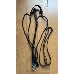 Gogue noir à poulies + rênes de gogue - taille cheval - état neuf