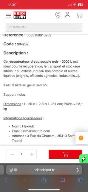 Récupérateur d’eau souple 3000L