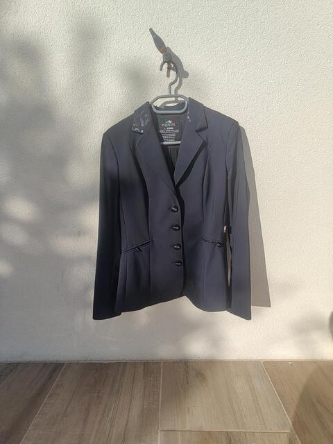 Veste de concours équiline bleu marine strass et flowers
