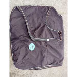 couvre reins imperméable marron logo bleu ciel bordure bleu ciel