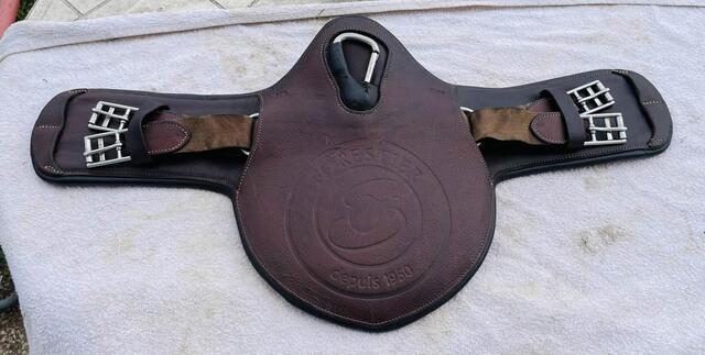 Sangle bavette courte Forestier 60cm cuir havane