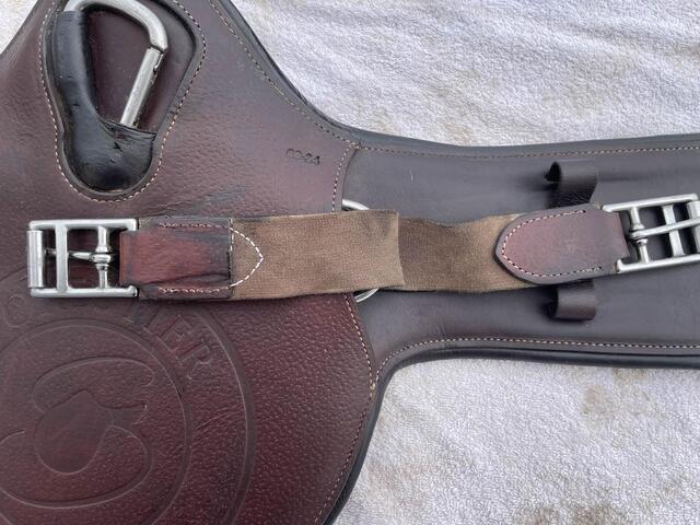 Sangle bavette courte Forestier 60cm cuir havane