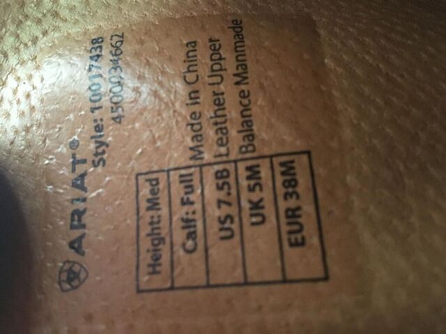 Bottes en cuir Ariat - Pointure 38 (Mollet Large)
