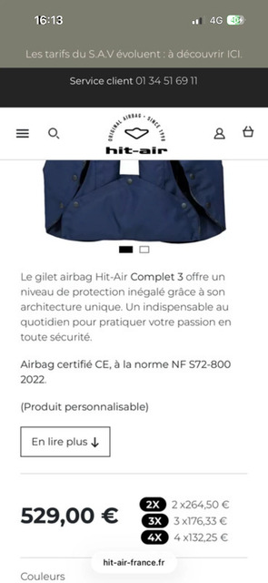 gilet air bag hit air
