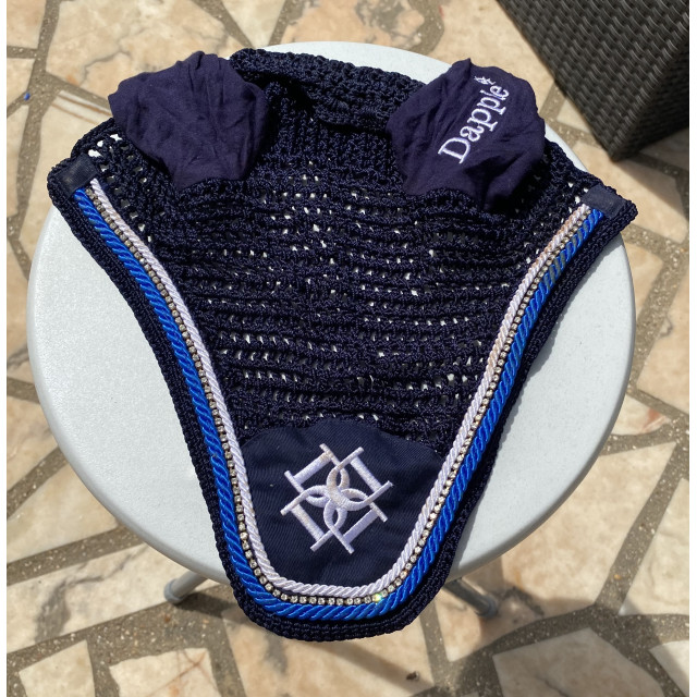 Ensemble Tapis + Bonnet Dapple Equestrian - Bleu Marine & Strass (taille cheval)