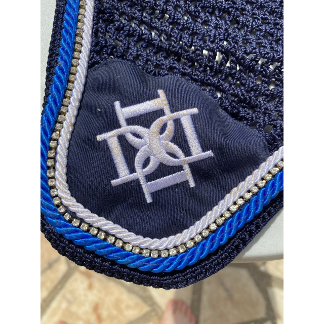 Ensemble Tapis + Bonnet Dapple Equestrian - Bleu Marine & Strass (taille cheval)