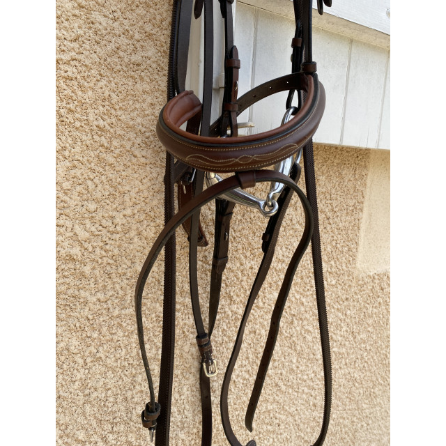 Bridon anatomique Dapple Equestrian Havane (Full/Cob) + Rênes + Mors