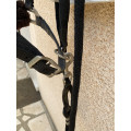 Licol nylon noir avec moumoute muserolle marron + Longe (Taille Cheval)