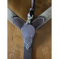 Martingale 5 points / collier de chasse en cuir et élastique. Marron, taille Poney.