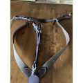 Martingale 5 points / collier de chasse en cuir et élastique. Marron, taille Poney.