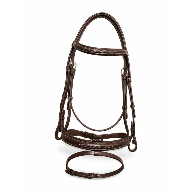 Bridon en cuir marron avec noseband amovible