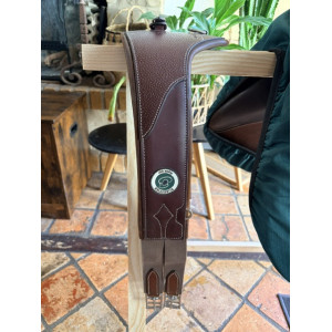 Sangle bavette Forestier cuir marron – 125 cm