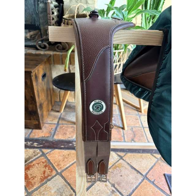 Sangle bavette Forestier cuir marron – 125 cm