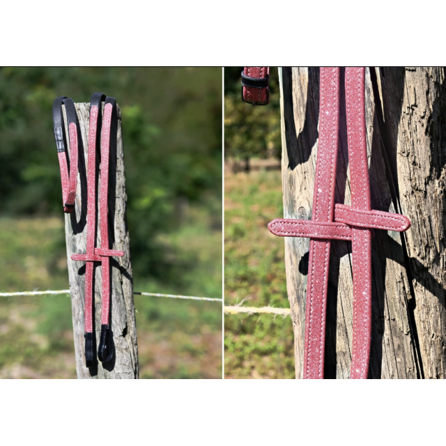 Ensemble tapis rose paillette + rênes
