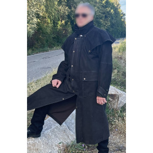 Manteau long cuir d'équitation / Cache-poussière Western Dannecker - Taille L