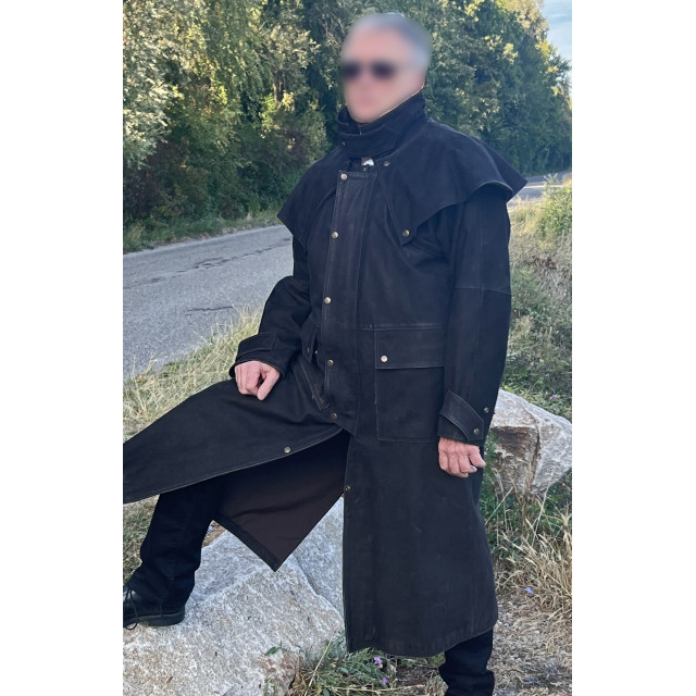 Manteau long cuir d'équitation / Cache-poussière Western Dannecker - Taille L