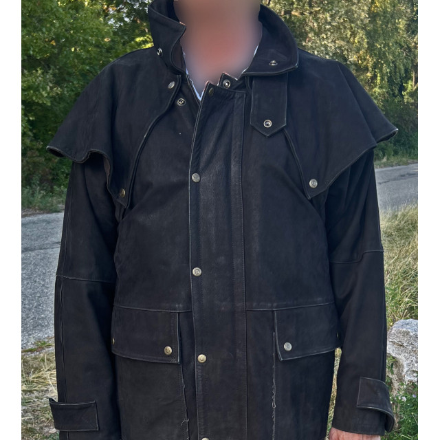 Manteau long cuir d'équitation / Cache-poussière Western Dannecker - Taille L