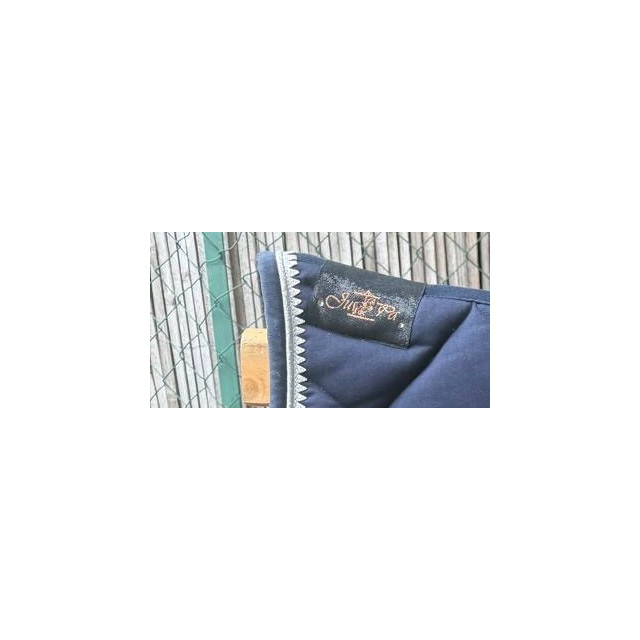 Tapis Ju & Pa neuf bleu bordure picots