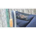 Tapis Ju & Pa neuf bleu bordure picots