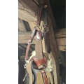 Collier de chasse Lexington - 5 points - cuir marron + moumoute
