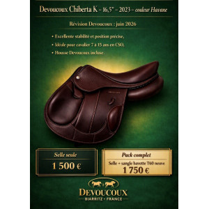 DEVOUCOUX Selle Chiberta K 16.5 Havane - 2023- contrôlée 06/2026