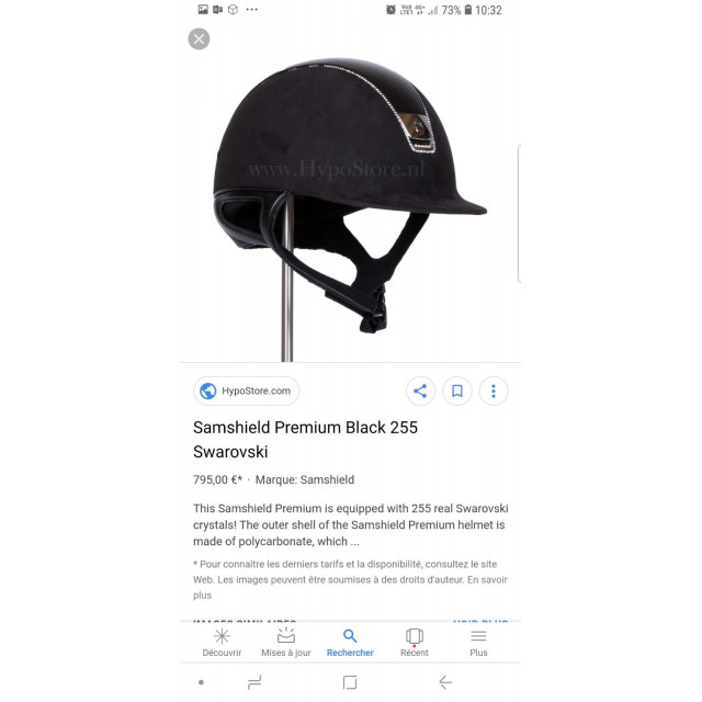 Magnifique casque samshield swarovski noir alcantara